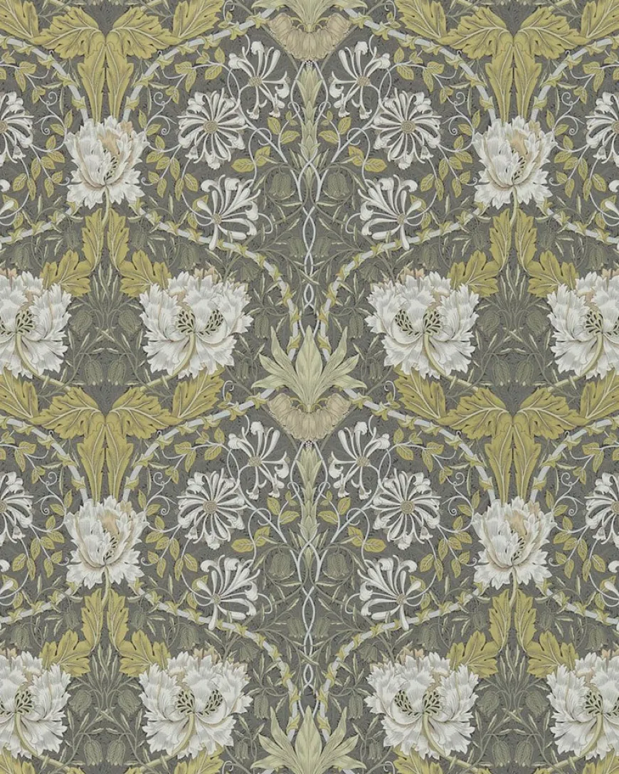 William Morris & Co. Tapet - Honeysuckle & Tulip Charcoal/Gold