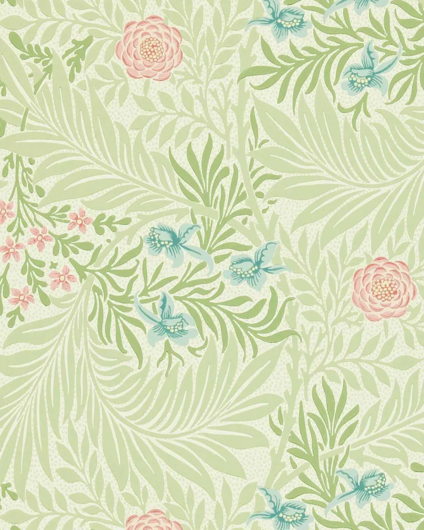 William Morris & Co. Tapet - Larkspur Green/Coral