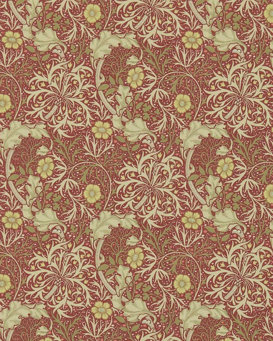 William Morris & Co. Tapet - Morris Seaweed Red/Gold