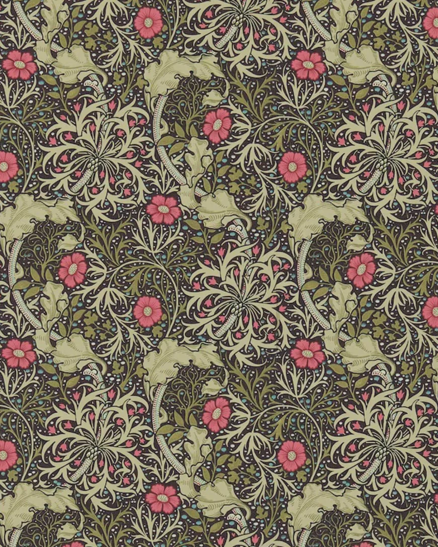 William Morris & Co. Tapet - Morris Seaweed Ebony/Poppy