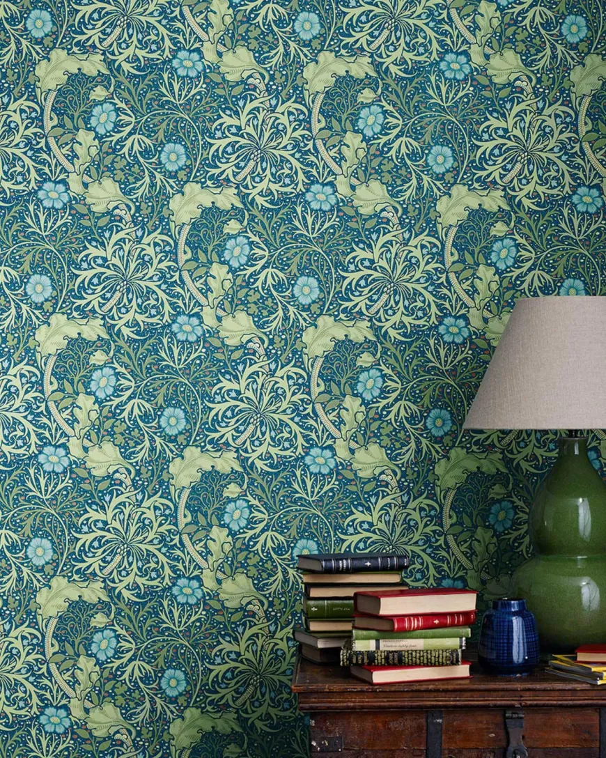 William Morris & Co. Tapet - Morris Seaweed Ink/Woad