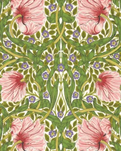 William Morris & Co. Tapet - Pimpernel Sap Green/Strawberry