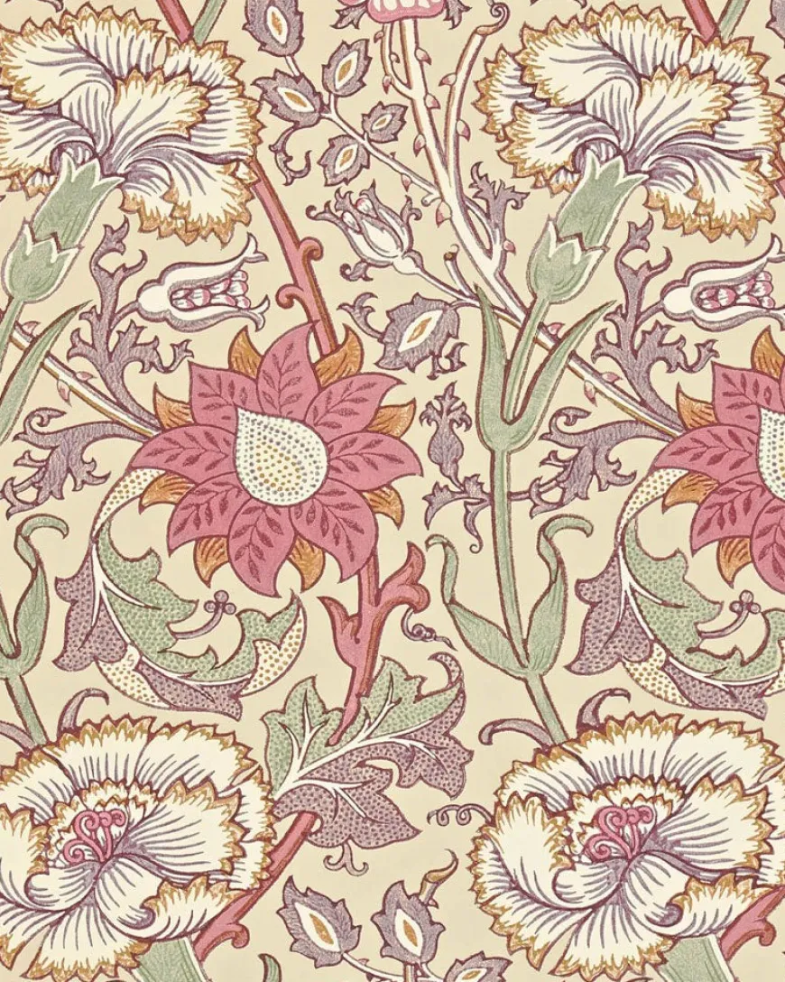 William Morris & Co. Tapet - Pink & Rose manilla/wine
