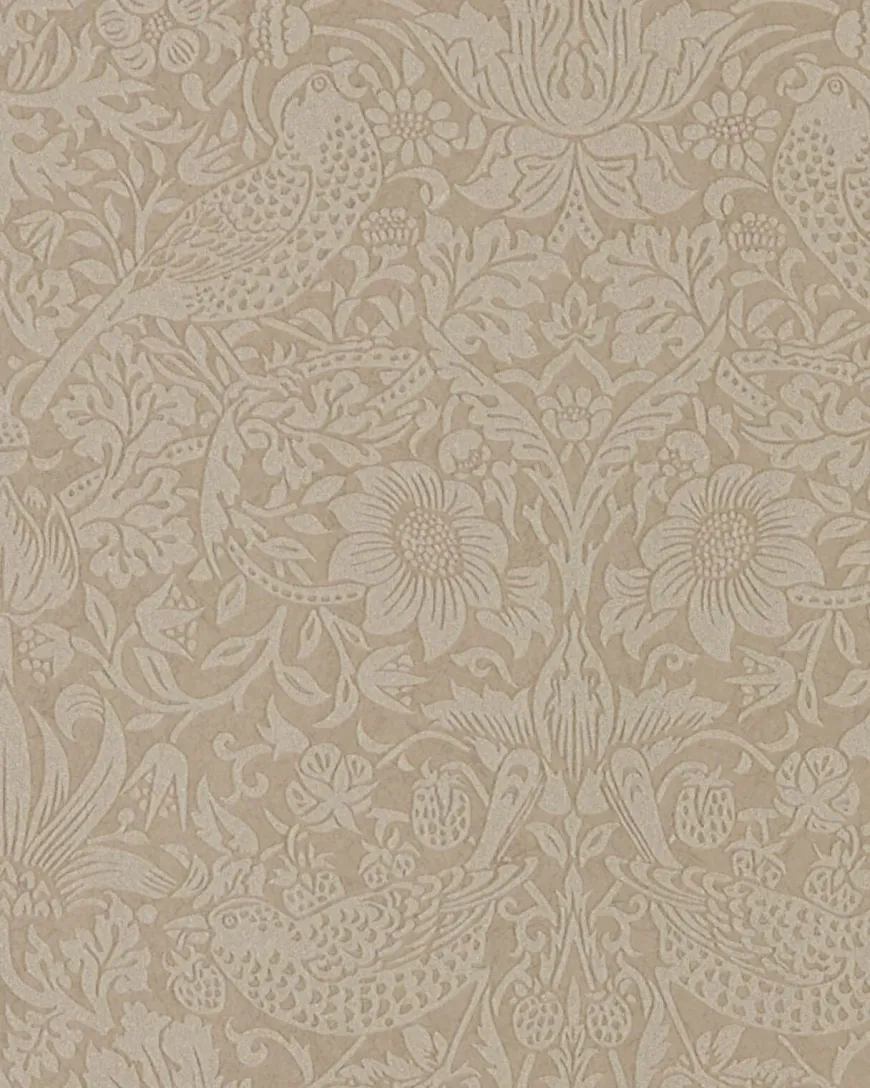 William Morris & Co. Tapet - Pure Strawberry Thief Taupe/Gilver
