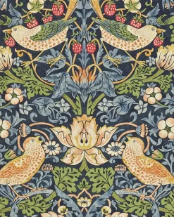 William Morris & Co. Tapet - Strawberry Thief indigo/mineral
