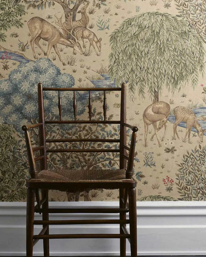 William Morris & Co. Tapet - The Brook Linen Green